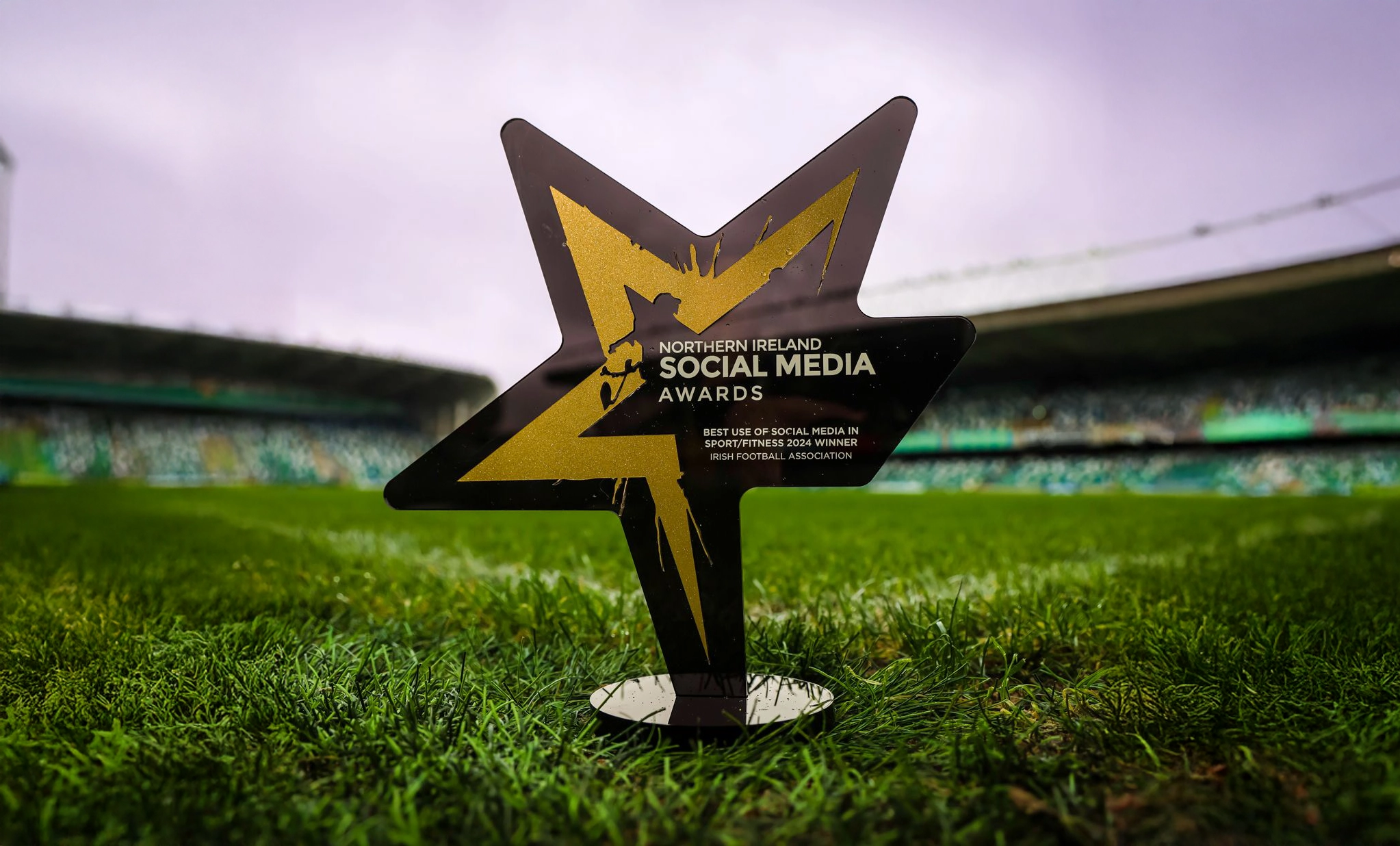 NISMA Winner Trophy on Northern Irelands Windsor Park pitch